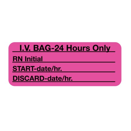 Nevs I.V. Bag 24 Hours Only 7/8" x 2-1/4" Flr Pink w/Black N-1969